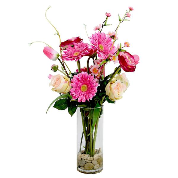 26" Artificial Shades of Pink Mixed Flower Arrangement