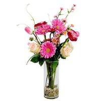 Vickerman 26" Artificial Shades of Pink Mixed Flower Arrangement
