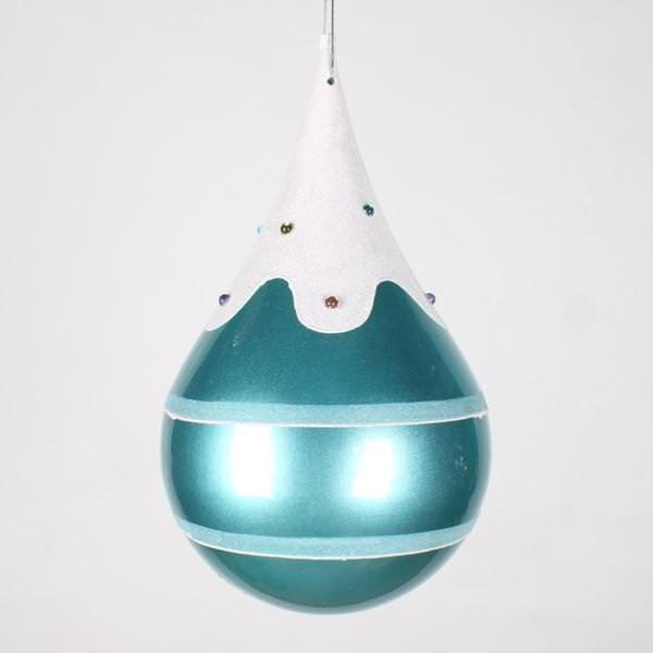 7" Teal Candy Snow Jewel Teardrop Ornament