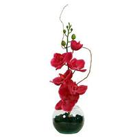 Vickerman 18" Artificial Hot Pink Orchid in Glass Bowl with Soil
