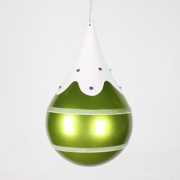7" Lime Candy Snow Jewel Teardrop Ornament