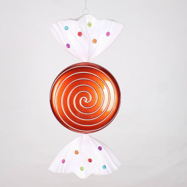 18.5" Orange Jewel Swirl Candy Ornament