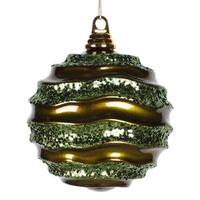 Vickerman 6" Olive Candy Glitter Wave Ball Ornament