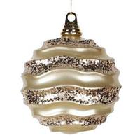 View 6" Champagne Candy Glitter Wave Ball Ornament
