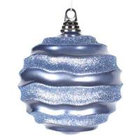 Vickerman 6" Periwinkle Candy Glitter Wave Ball Ornament