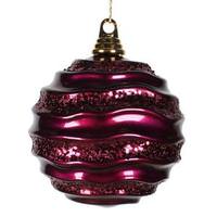 Vickerman 6" Eggplant Candy Glitter Wave Ball Ornament