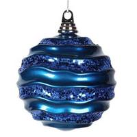 View 6" Sea Blue Candy Glitter Wave Ball Ornament