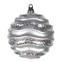 Vickerman 7.9" Silver Candy Glitter Wave Ball Ornament