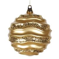 Vickerman 7.9" Gold Candy Glitter Wave Ball Ornament