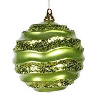Vickerman 7.9" Lime Candy Glitter Wave Ball Ornament