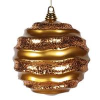 Vickerman 7.9" Antique Gold Candy Glitter Wave Ball Ornament