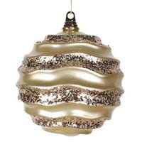 View 7.9" Champagne Candy Glitter Wave Ball Ornament