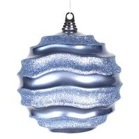 Vickerman 8" Periwinkle Candy Glitter Wave Ball Ornament