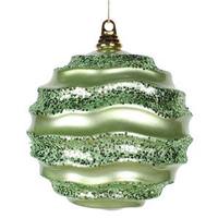 Vickerman 7.9" Celadon Candy Glitter Wave Ball Ornament