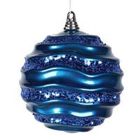 View 8" Sea Blue Candy Glitter Wave Ball Ornament