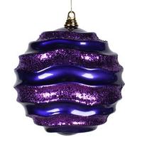 Vickerman 9.8" Purple Candy Glitter Wave Ball Ornament