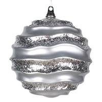 Vickerman 9.8" Silver Candy Glitter Wave Ball Ornament