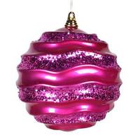 Vickerman 9.8" Cerise Candy Glitter Wave Ball Ornament
