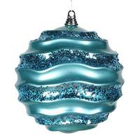 Vickerman 9.8" Teal Candy Glitter Wave Ball Ornament