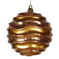 Vickerman 9.8" Antique Gold Candy Glitter Wave Ball Ornament