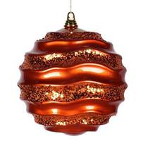 Vickerman 9.8" Orange Candy Glitter Wave Ball Ornament