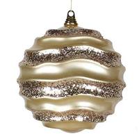 Vickerman 9.8" Champagne Candy Glitter Wave Ball Ornament