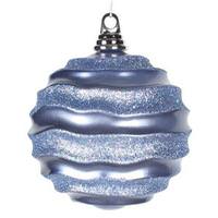 Vickerman 10" Periwinkle Candy Glitter Wave Ball Ornament