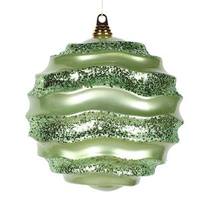 Vickerman 9.8" Celadon Candy Glitter Wave Ball Ornament