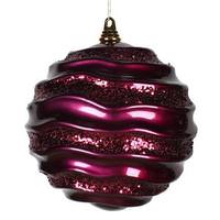 Vickerman 9.8" Eggplant Candy Glitter Wave Ball Ornament