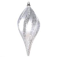 View 8" Silver Candy Glitter Swirl Drop Ornament