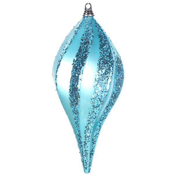 8" Teal Candy Glitter Swirl Drop Ornament