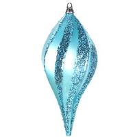 Vickerman 8" Teal Candy Glitter Swirl Drop Ornament