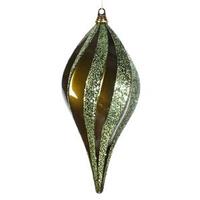 Vickerman 8" Olive Candy Glitter Swirl Drop Ornament