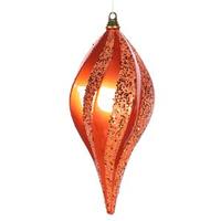 View 8" Orange Candy Glitter Swirl Drop Ornament