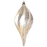 Vickerman 8" Champagne Candy Glitter Swirl Drop Ornament