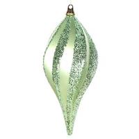 Vickerman 8" Celadon Candy Glitter Swirl Drop Ornament