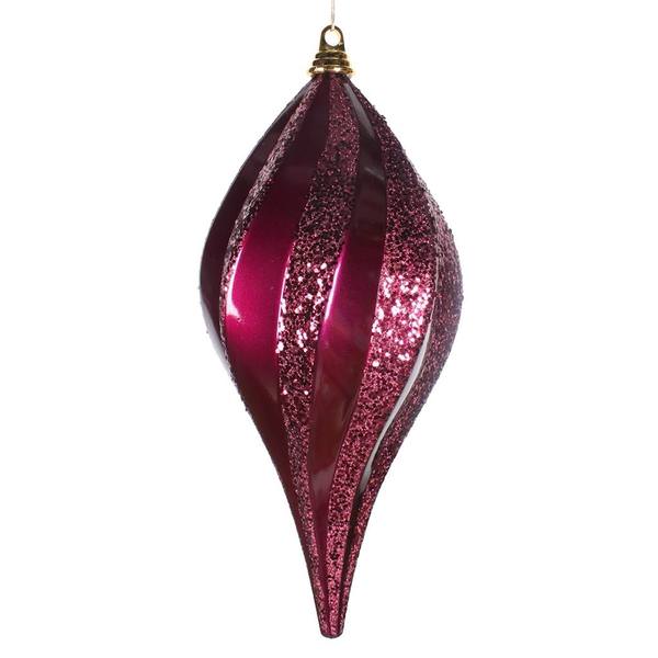 8" Eggplant Candy Glitter Swirl Drop Ornament