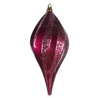 Vickerman 8" Eggplant Candy Glitter Swirl Drop Ornament
