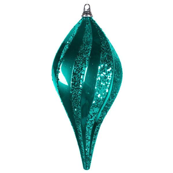 8" Sea Blue Candy Glitter Swirl Drop Ornament