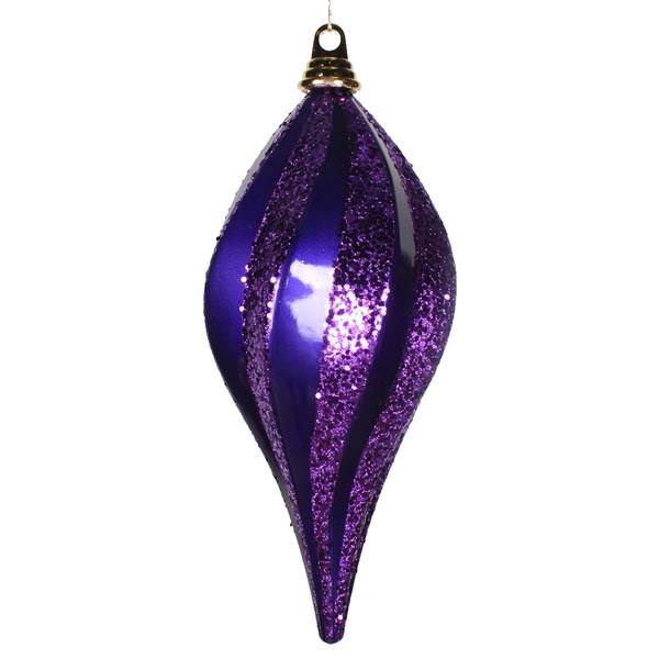 12" Purple Candy Glitter Swirl Drop Ornament