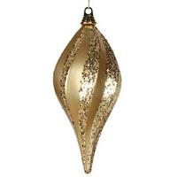 Vickerman 12" Gold Candy Glitter Swirl Drop Ornament