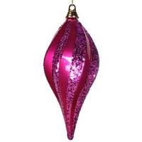 Vickerman 12" Cerise Candy Glitter Swirl Drop Ornament