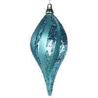 View 12" Teal Candy Glitter Swirl Drop Ornament