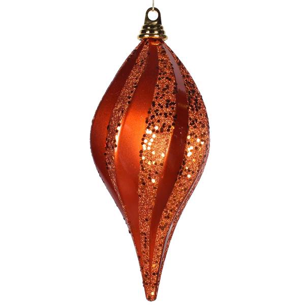 12" Orange Candy Glitter Swirl Drop Ornament
