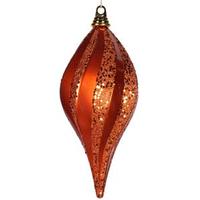 Vickerman 12" Orange Candy Glitter Swirl Drop Ornament