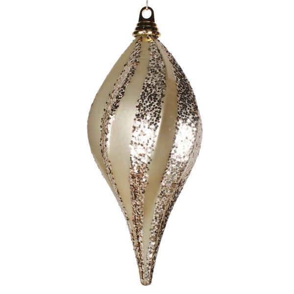 12" Champagne Candy Glitter Swirl Drop Ornament