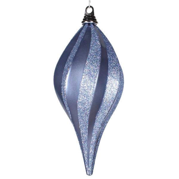 12" Lake Blue Candy Glitter Swirl Drop Ornament