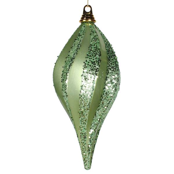12" Celadon Candy Glitter Swirl Drop Ornament