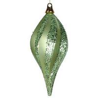 View 12" Celadon Candy Glitter Swirl Drop Ornament