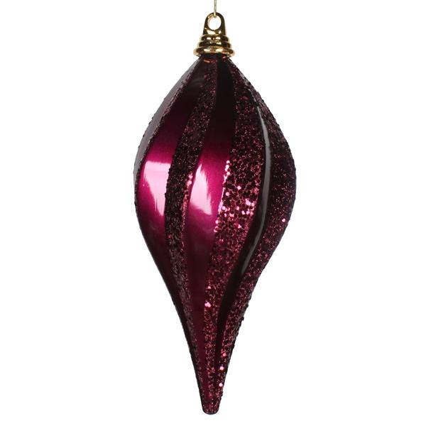 12" Eggplant Candy Glitter Swirl Drop Ornament